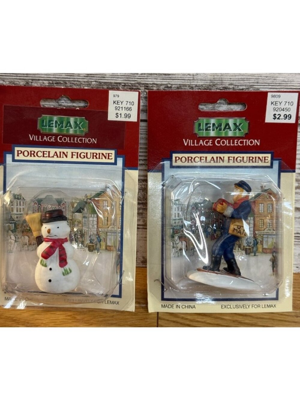 LEMAX Village Collection Porcelain Figurines Lot Of 2 Postman & Snowman 1998